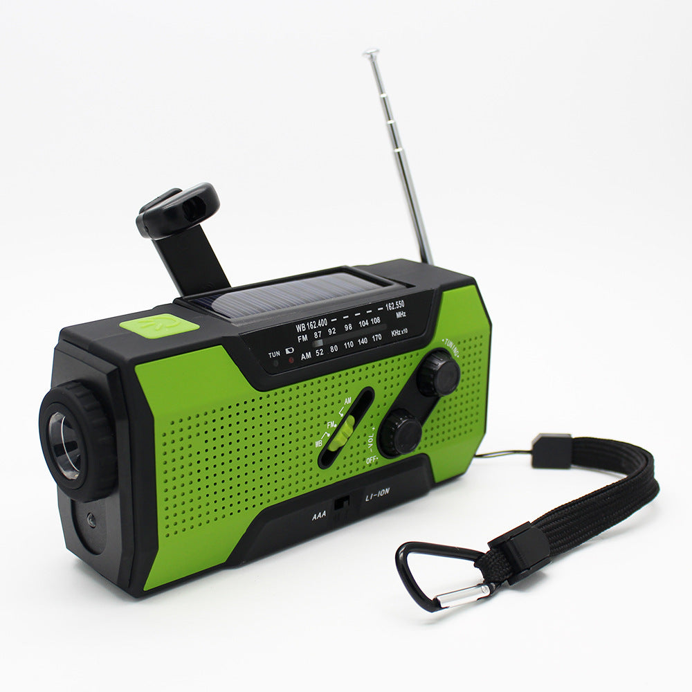 Emergency radio - 2000 mAh built-in Powerbank, Flashlight and Solar cells