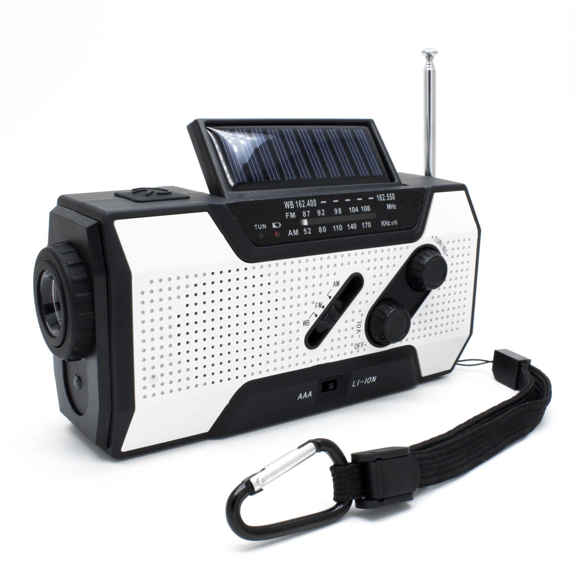 Emergency radio - 2000 mAh built-in Powerbank, Flashlight and Solar cells