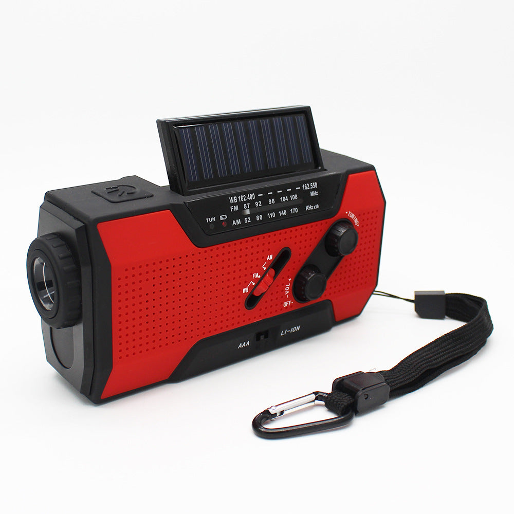 Emergency radio - 2000 mAh built-in Powerbank, Flashlight and Solar cells