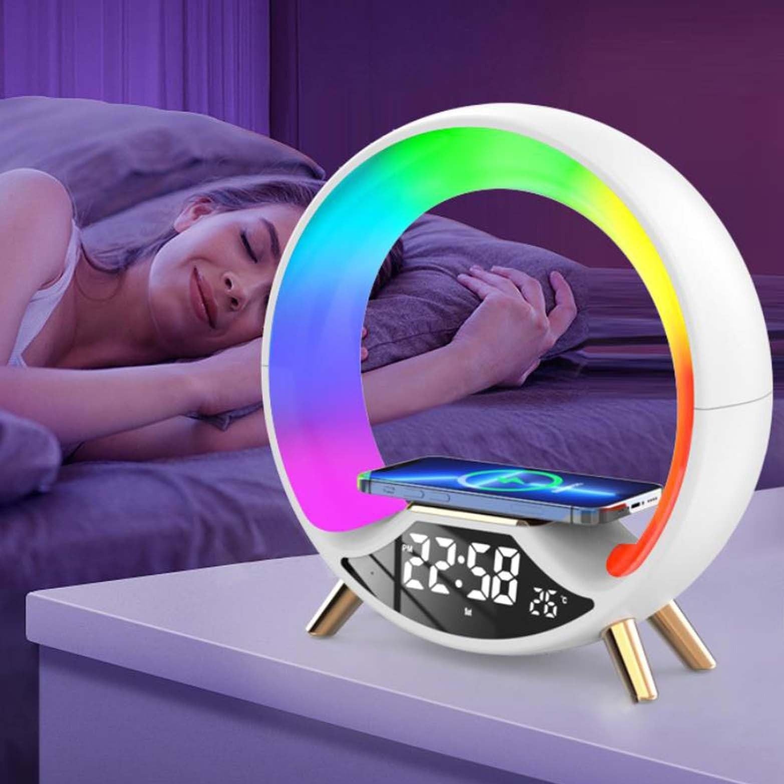 O Light 3-in-1 Wireless Charger, Bluetooth Speaker and Color Changing Night Light