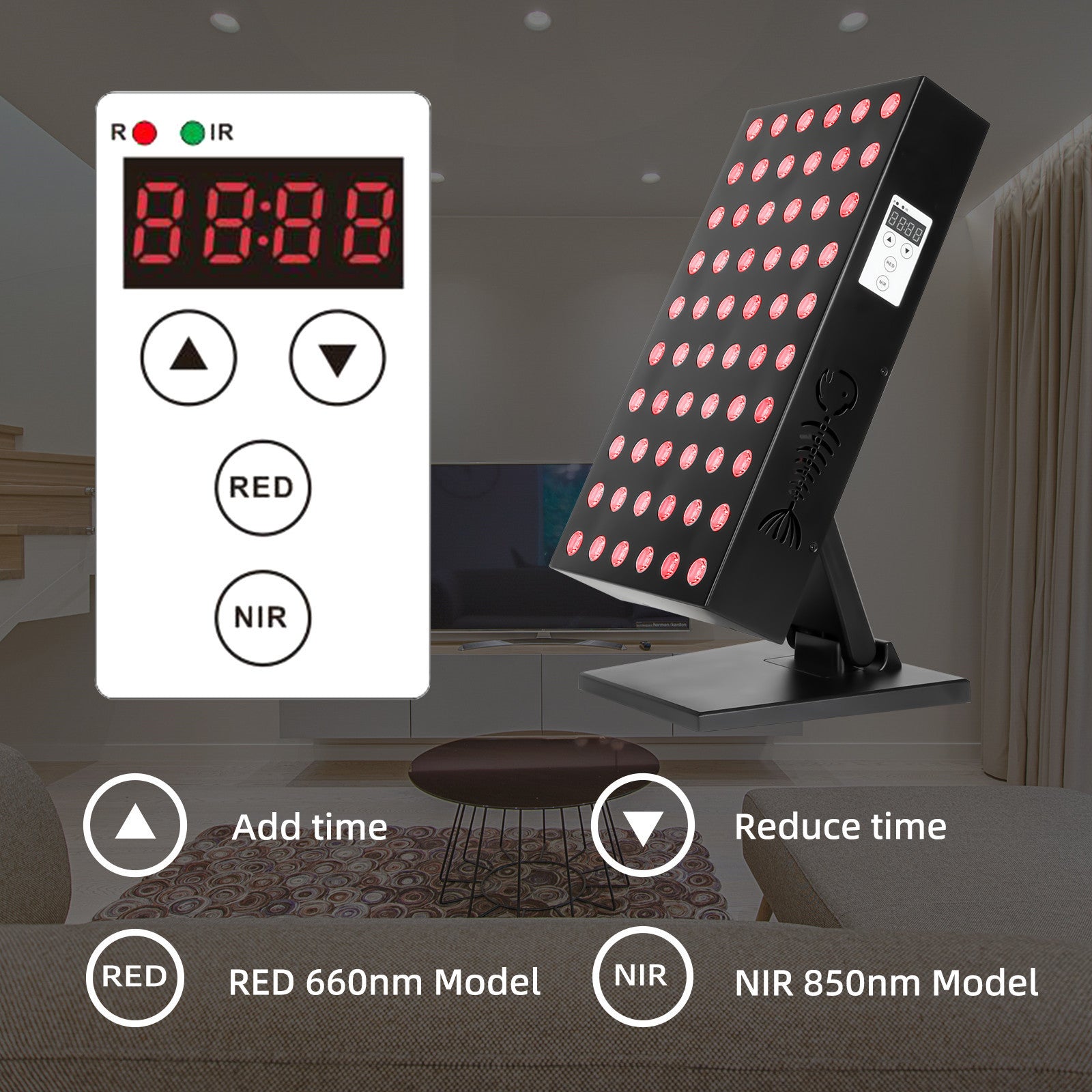 Red light therapy panel lamp near infrared light